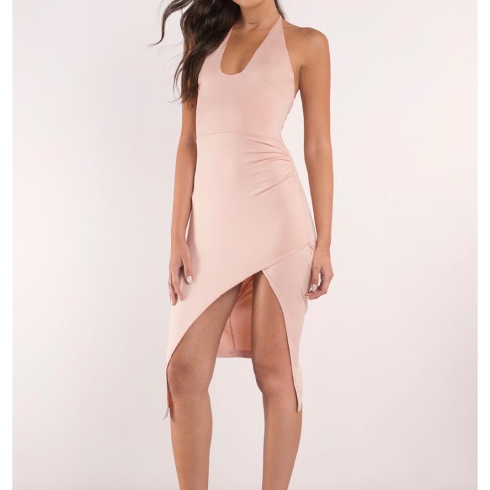 Light pink, halter, midi body con dress from Tobi